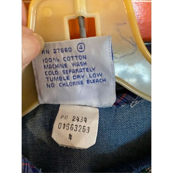 Samara vintage toddler girls, denim plaid, patch pocket dress size 4 - Picture 6 of 6